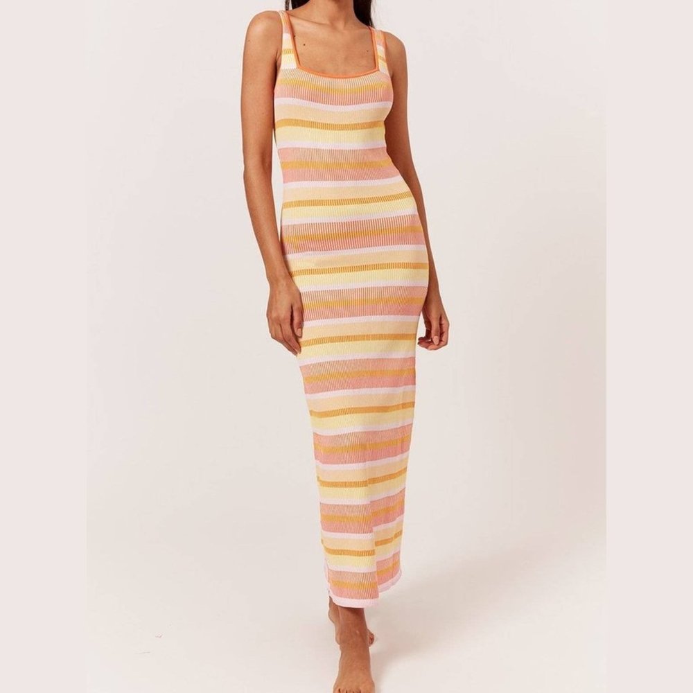 Solid & Striped Kimberly Technicolor Mosaic Sorbet Striped Maxi Dress
